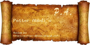 Petter Abbás névjegykártya